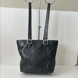 Coach Black Leather Shoulder/Tote Bag Quiet Luxury Minimalist RARE!Made in 2007!